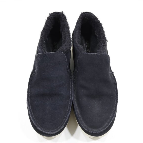 Sperry Moc Sider Black Leather Faux-Fur Lined Winter Ankle Boots - Women's 7.5 - Picture 6 of 7